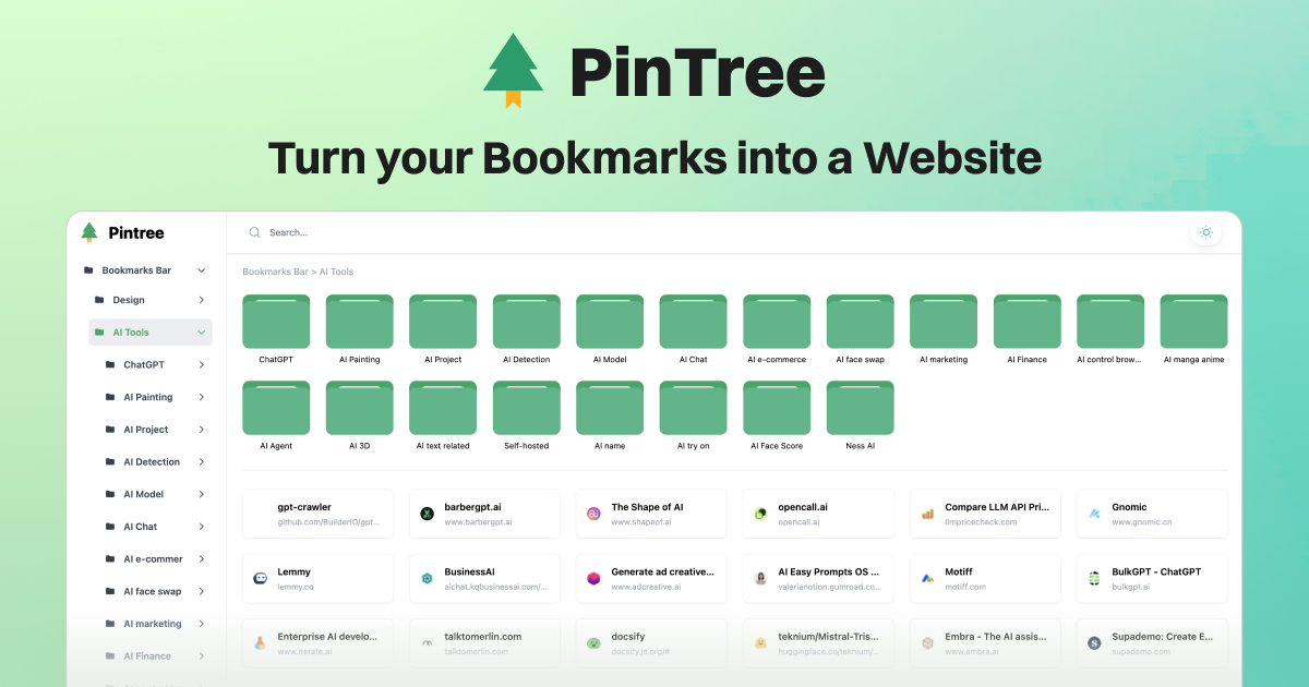 Pintree浏览器书签导出成导航网站