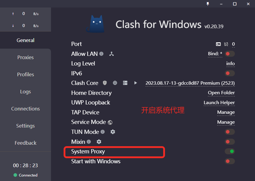 Clash for Windows开启代理